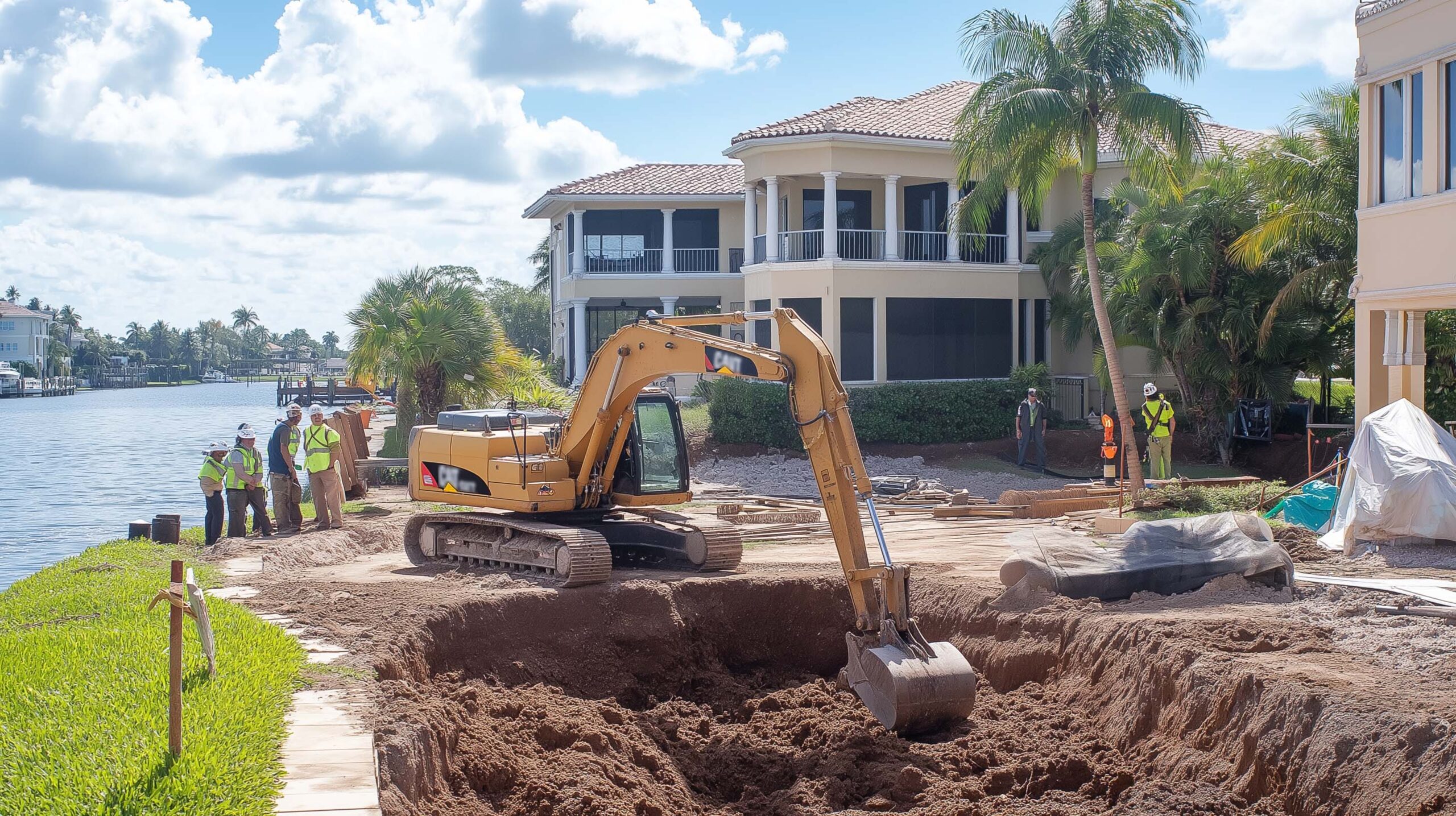 An excavator working in a beautiful South Florida home.